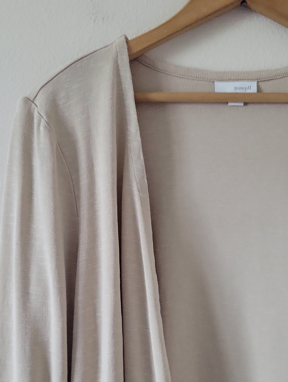 J Jill PureJill Tan Lyocell Linen Open Cardigan Size Large - Picture 2 of 7